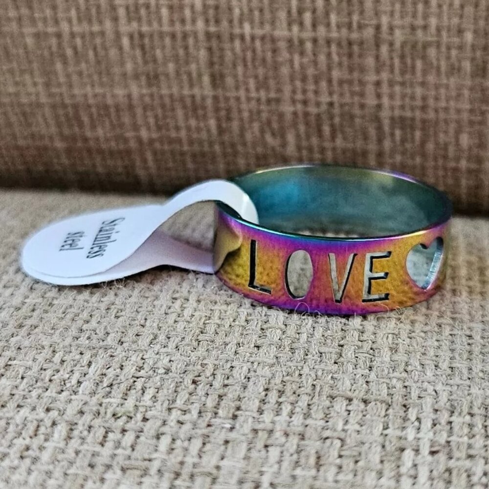 LOVE Ring Multi Tone Band Fashion Jewelry Unisex Ring Size 10.5